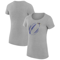 Baltimore Ravens G-III 4Her by Carl Banks Women's Super-Slim Fit Lightweight Subtle Football T-Shirt - Heather Gray - NFL