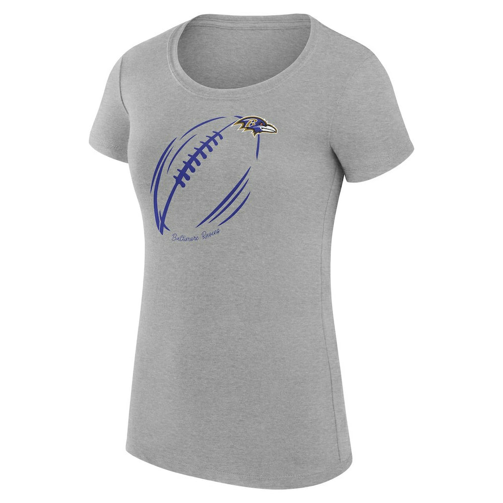 Baltimore Ravens G-III 4Her by Carl Banks Women's Super-Slim Fit Lightweight Subtle Football T-Shirt - Heather Gray - NFL