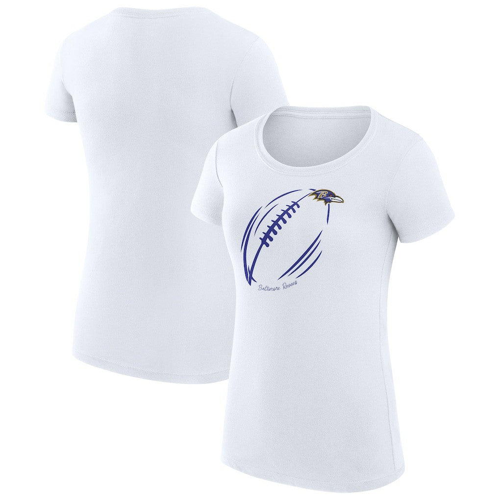 Baltimore Ravens G-III 4Her by Carl Banks Women's Super-Slim Fit Lightweight Subtle Football T-Shirt - White - NFL
