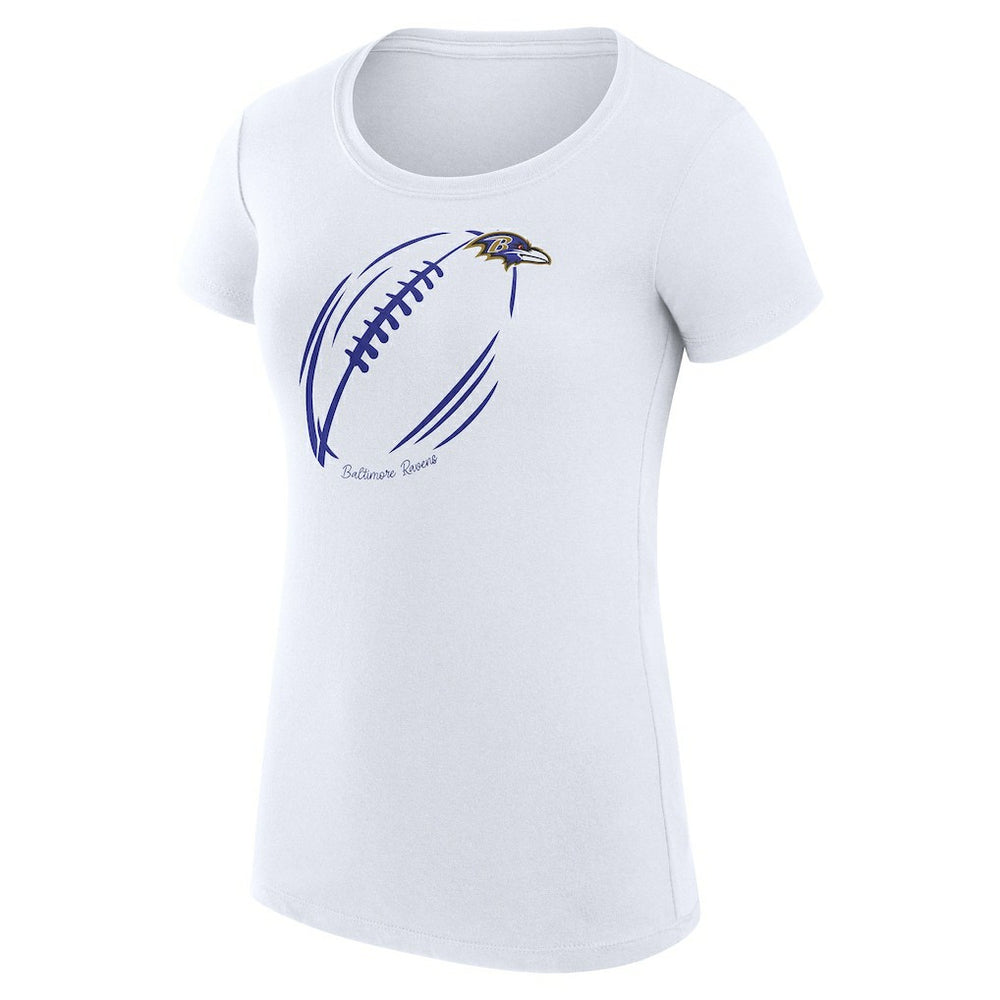 Baltimore Ravens G-III 4Her by Carl Banks Women's Super-Slim Fit Lightweight Subtle Football T-Shirt - White - NFL