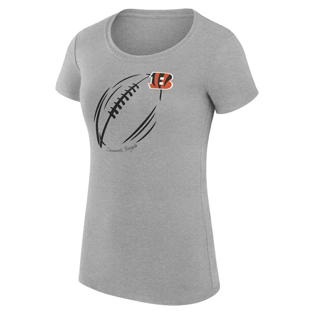 Cincinnati Bengals G-III 4Her by Carl Banks Women's Super-Slim Fit Lightweight Subtle Football T-Shirt - Heather Gray - NFL
