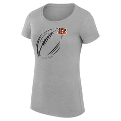 Cincinnati Bengals G-III 4Her by Carl Banks Women's Super-Slim Fit Lightweight Subtle Football T-Shirt - Heather Gray - NFL