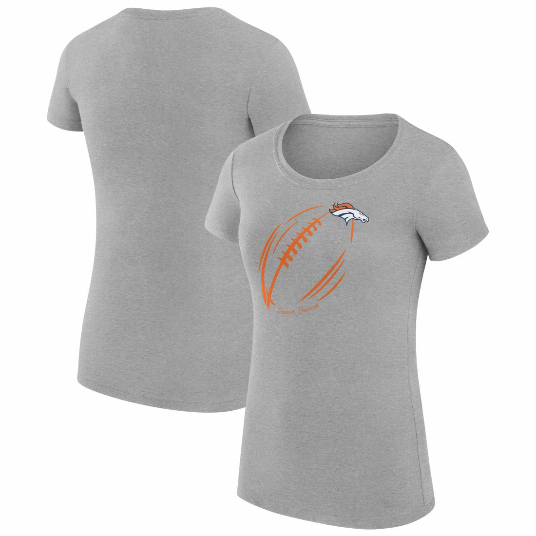 Denver Broncos G-III 4Her by Carl Banks Women's Super-Slim Fit Lightweight Subtle Football T-Shirt - Heather Gray - NFL