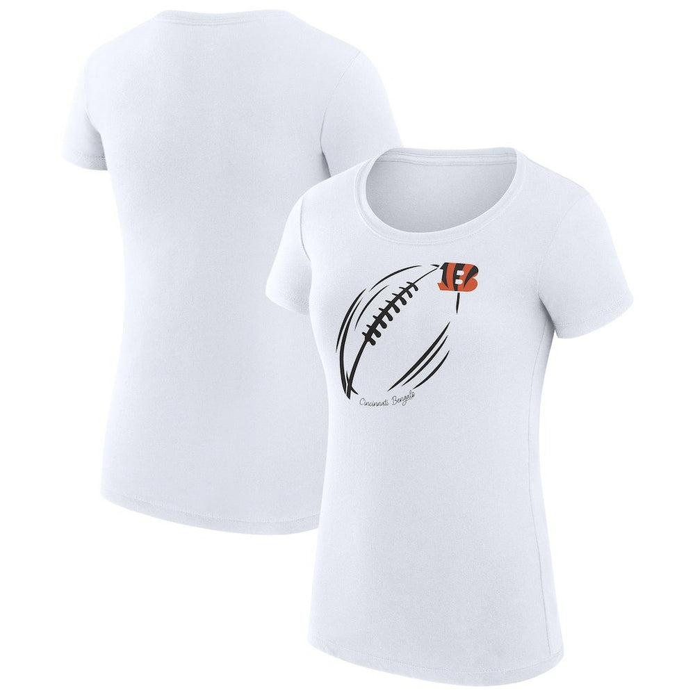 Cincinnati Bengals G-III 4Her by Carl Banks Women's Super-Slim Fit Lightweight Subtle Football T-Shirt - White - NFL