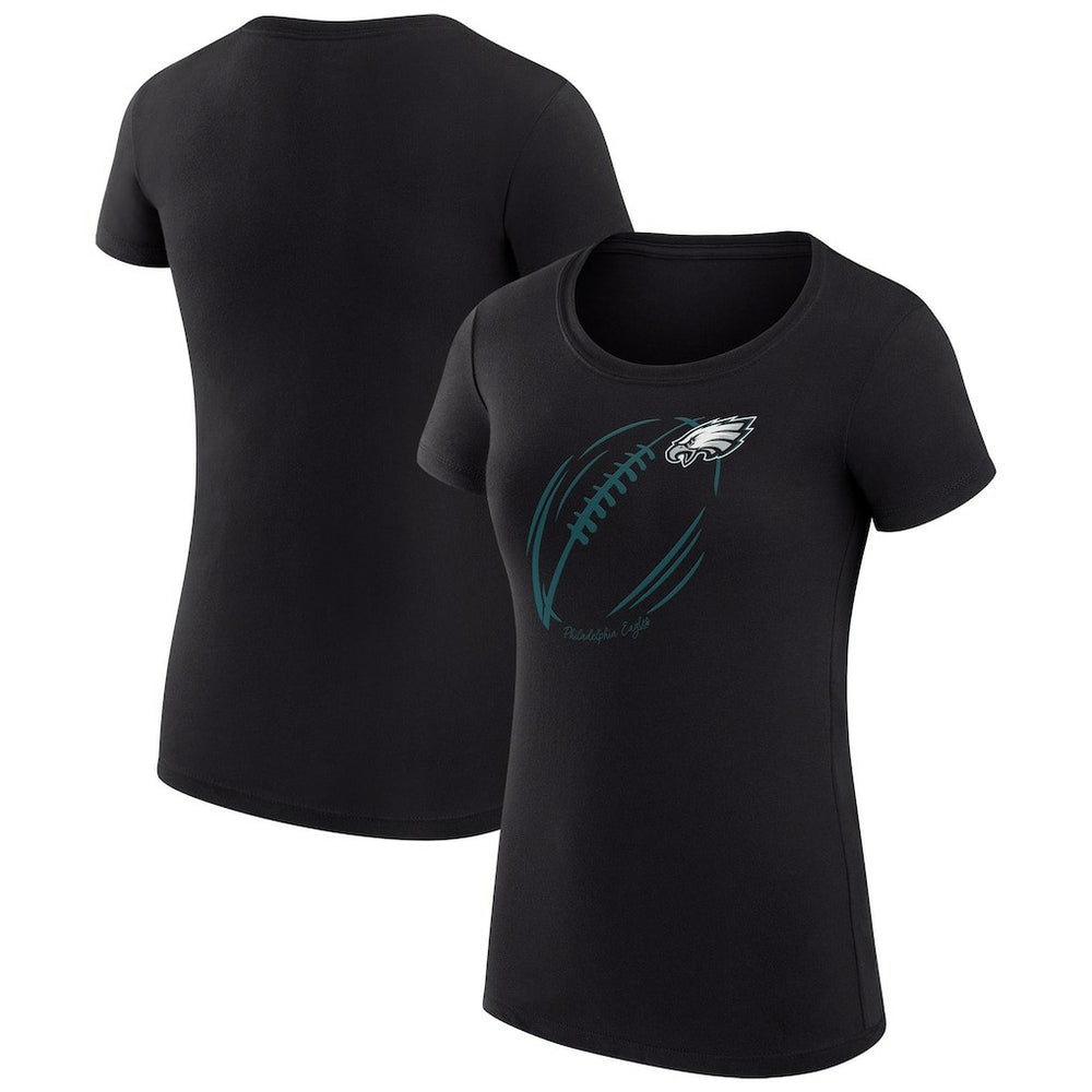 Philadelphia Eagles G-III 4Her by Carl Banks Women's Super-Slim Fit Lightweight Subtle Football T-Shirt - Black - NFL