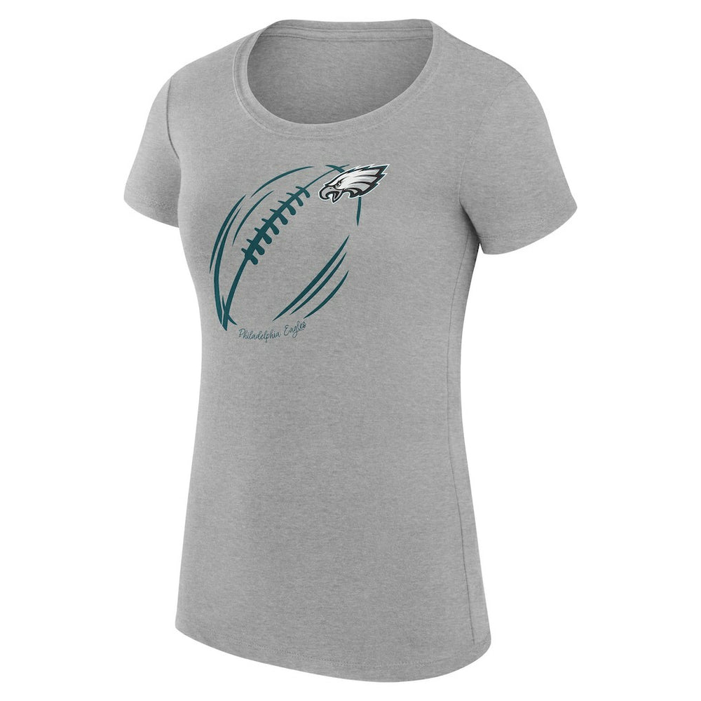 Philadelphia Eagles G-III 4Her by Carl Banks Women's Super-Slim Fit Lightweight Subtle Football T-Shirt - Heather Gray - NFL