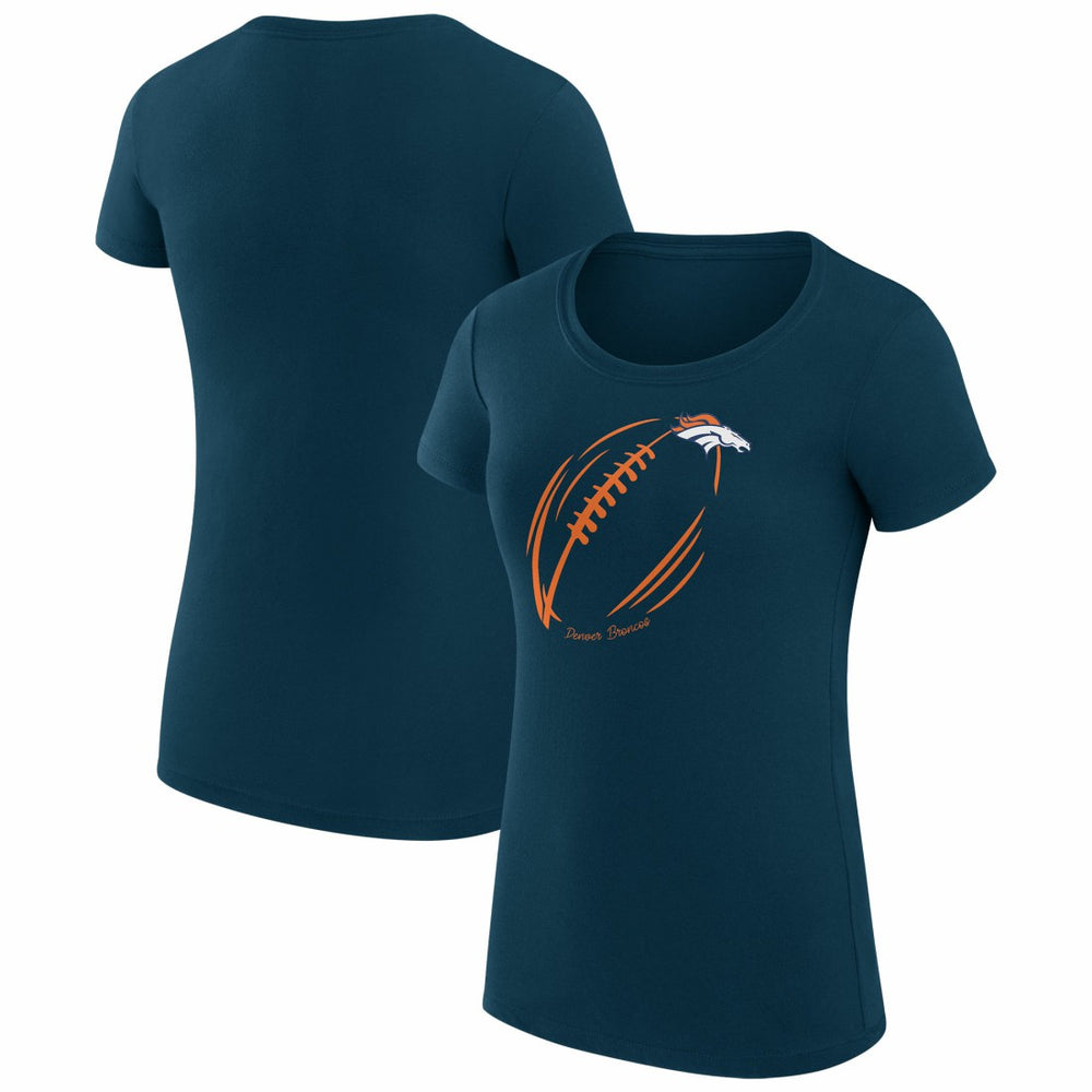 Denver Broncos G-III 4Her by Carl Banks Women's Super-Slim Fit Lightweight Subtle Football T-Shirt - Navy - NFL