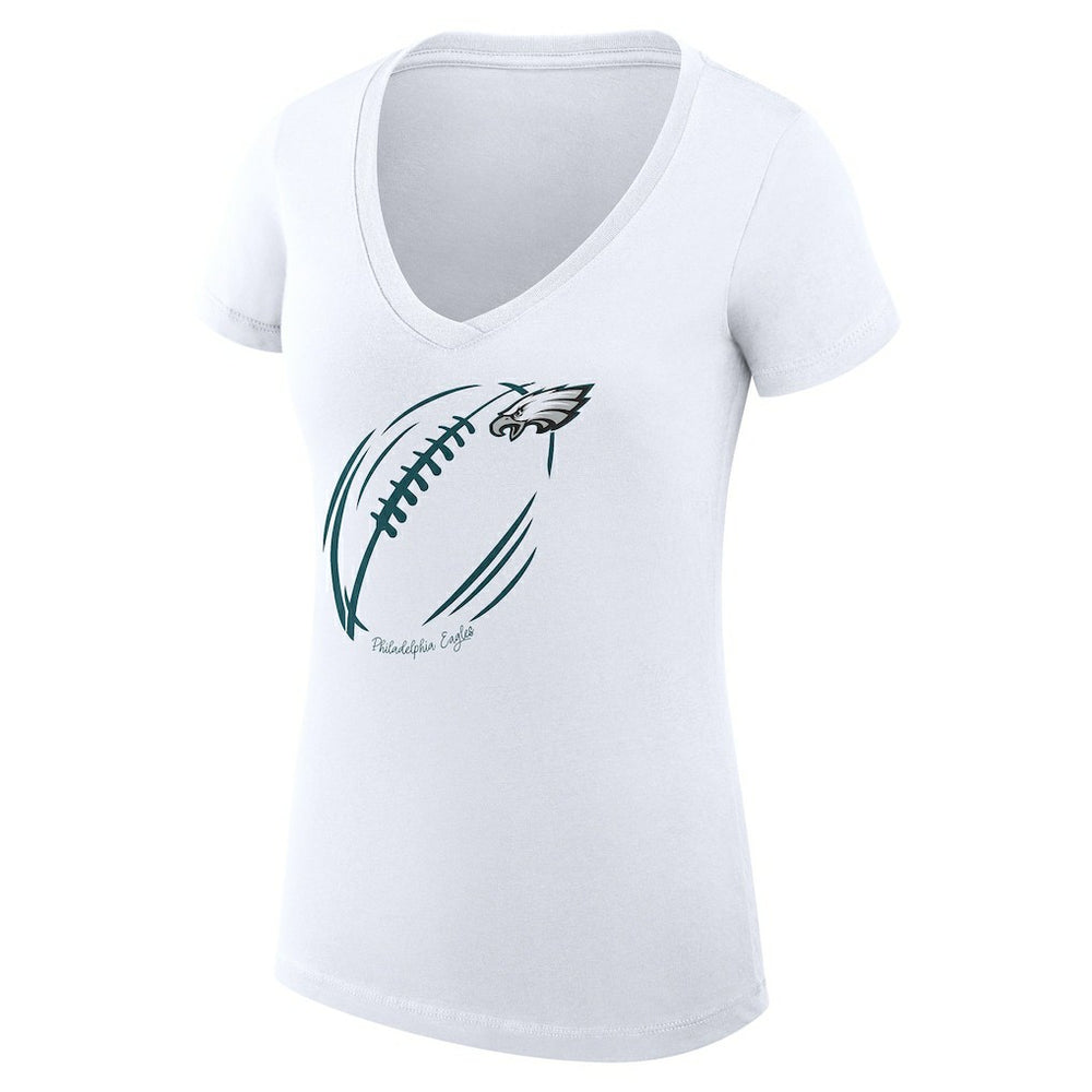 Philadelphia Eagles G-III 4Her by Carl Banks Women's Super-Slim Fit Lightweight Subtle Football V-Neck T-Shirt - White - NFL