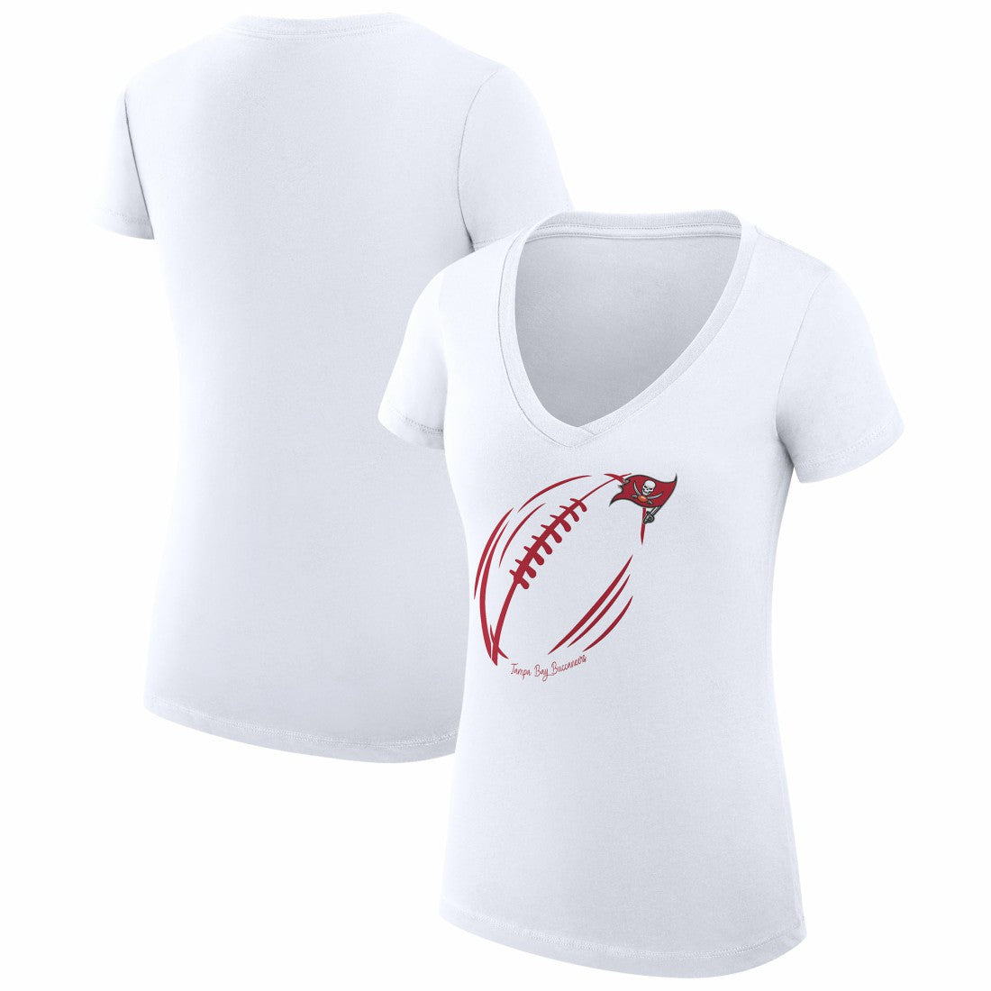 Tampa Bay Buccaneers G-III 4Her by Carl Banks Women's Super-Slim Fit Lightweight Subtle Football V-Neck T-Shirt - White - NFL