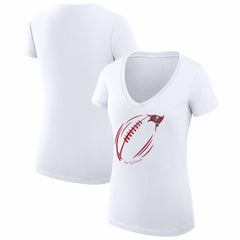 Tampa Bay Buccaneers G-III 4Her by Carl Banks Women's Super-Slim Fit Lightweight Subtle Football V-Neck T-Shirt - White - NFL