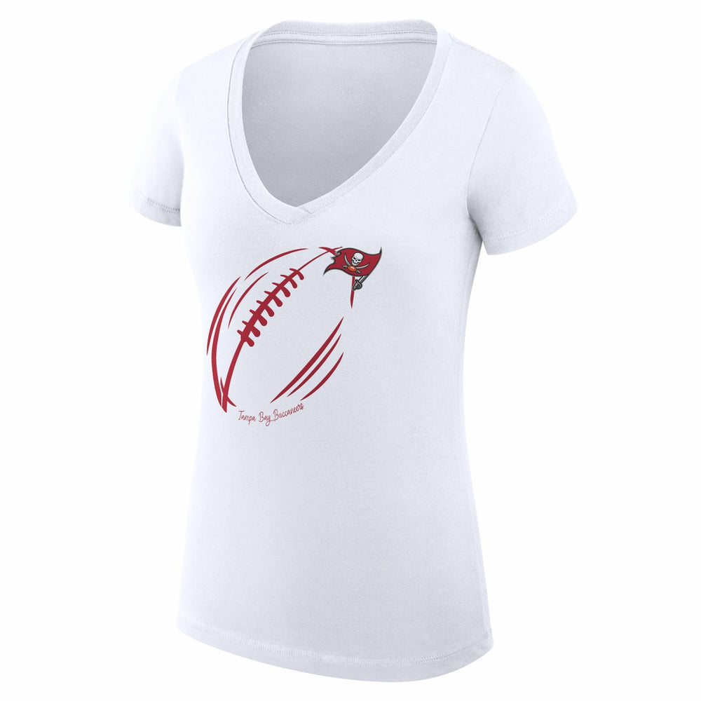 Tampa Bay Buccaneers G-III 4Her by Carl Banks Women's Super-Slim Fit Lightweight Subtle Football V-Neck T-Shirt - White - NFL