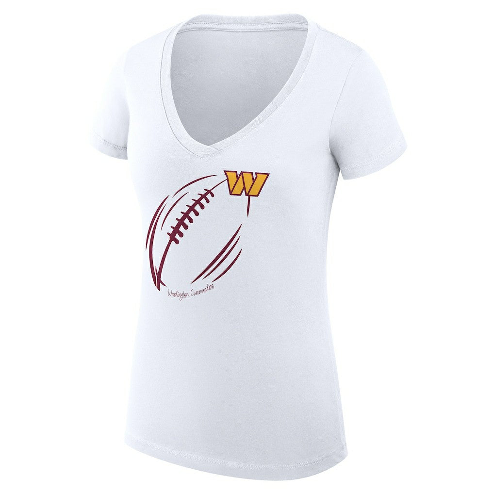 Washington Commanders G-III 4Her by Carl Banks Women's Super-Slim Fit Lightweight Subtle Football V-Neck T-Shirt - White - NFL