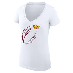 Washington Commanders G-III 4Her by Carl Banks Women's Super-Slim Fit Lightweight Subtle Football V-Neck T-Shirt - White - NFL