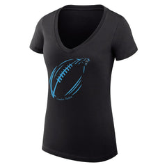 Carolina Panthers G-III 4Her by Carl Banks Women's Super-Slim Fit Lightweight Subtle Football V-Neck T-Shirt - Black - NFL