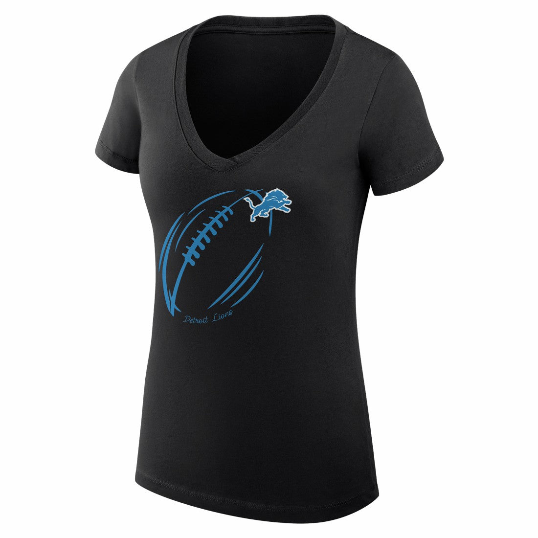 Detroit Lions G-III 4Her by Carl Banks Women's Super-Slim Fit Lightweight Subtle Football V-Neck T-Shirt - Black - NFL