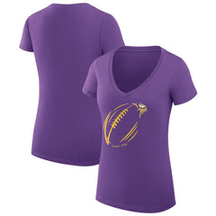 Minnesota Vikings G-III 4Her by Carl Banks Women's Super-Slim Fit Lightweight Subtle Football V-Neck T-Shirt - Purple - NFL