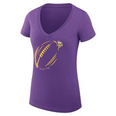 Minnesota Vikings G-III 4Her by Carl Banks Women's Super-Slim Fit Lightweight Subtle Football V-Neck T-Shirt - Purple - NFL