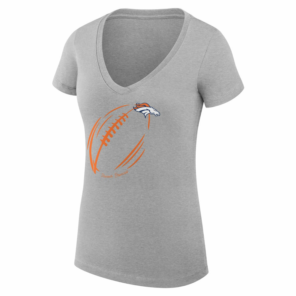 Denver Broncos G-III 4Her by Carl Banks Women's Super-Slim Fit Lightweight Subtle Football V-Neck T-Shirt - Heather Gray - NFL