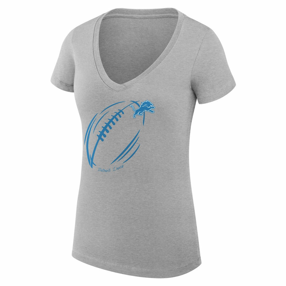 Detroit Lions G-III 4Her by Carl Banks Women's Super-Slim Fit Lightweight Subtle Football V-Neck T-Shirt - Heather Gray - NFL