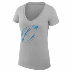 Detroit Lions G-III 4Her by Carl Banks Women's Super-Slim Fit Lightweight Subtle Football V-Neck T-Shirt - Heather Gray - NFL