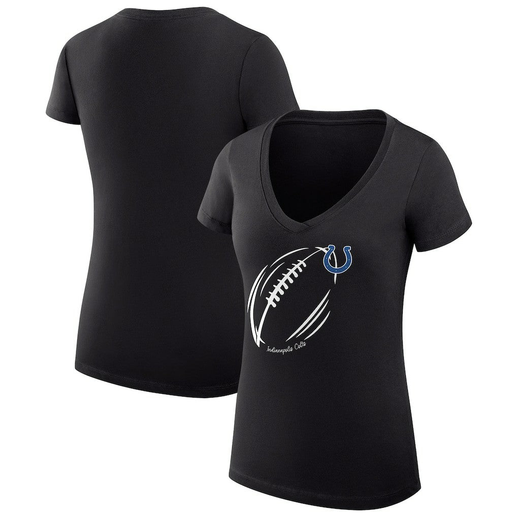 Indianapolis Colts G-III 4Her by Carl Banks Women's Super-Slim Fit Lightweight Subtle Football V-Neck T-Shirt - Black - NFL