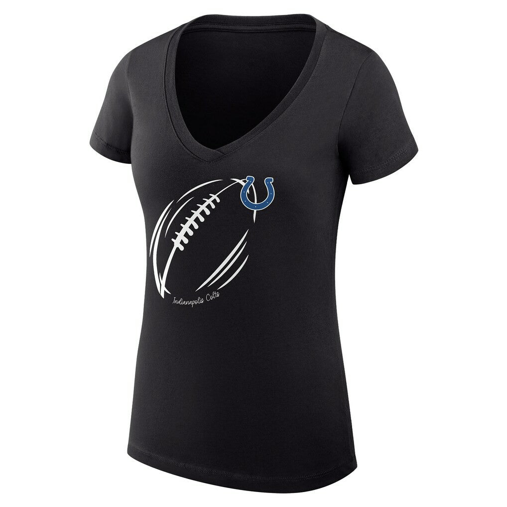 Indianapolis Colts G-III 4Her by Carl Banks Women's Super-Slim Fit Lightweight Subtle Football V-Neck T-Shirt - Black - NFL