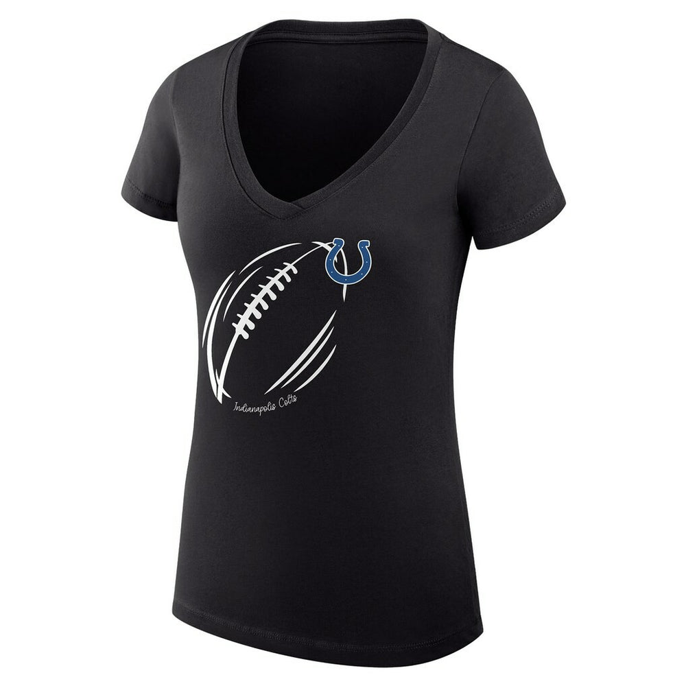 Indianapolis Colts G-III 4Her by Carl Banks Women's Super-Slim Fit Lightweight Subtle Football V-Neck T-Shirt - Black - NFL