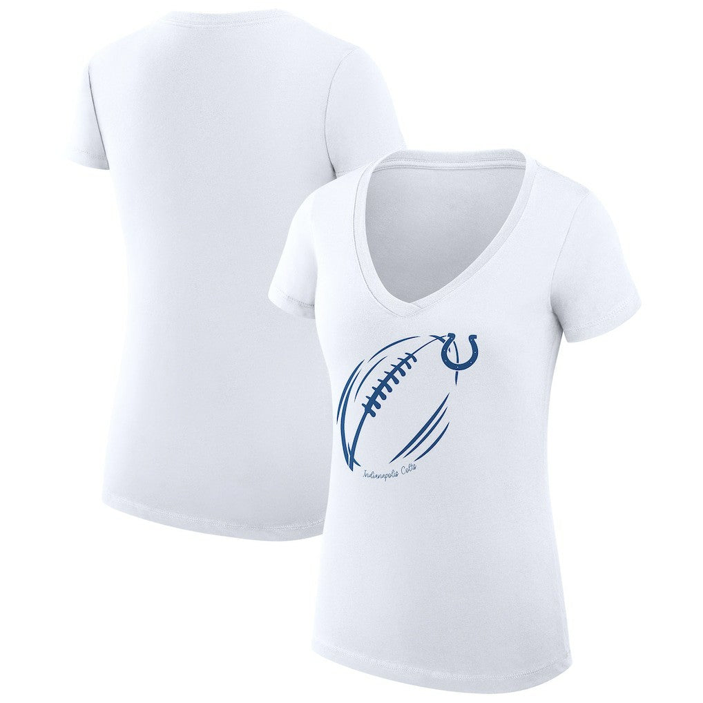 Indianapolis Colts G-III 4Her by Carl Banks Women's Super-Slim Fit Lightweight Subtle Football V-Neck T-Shirt - White - NFL
