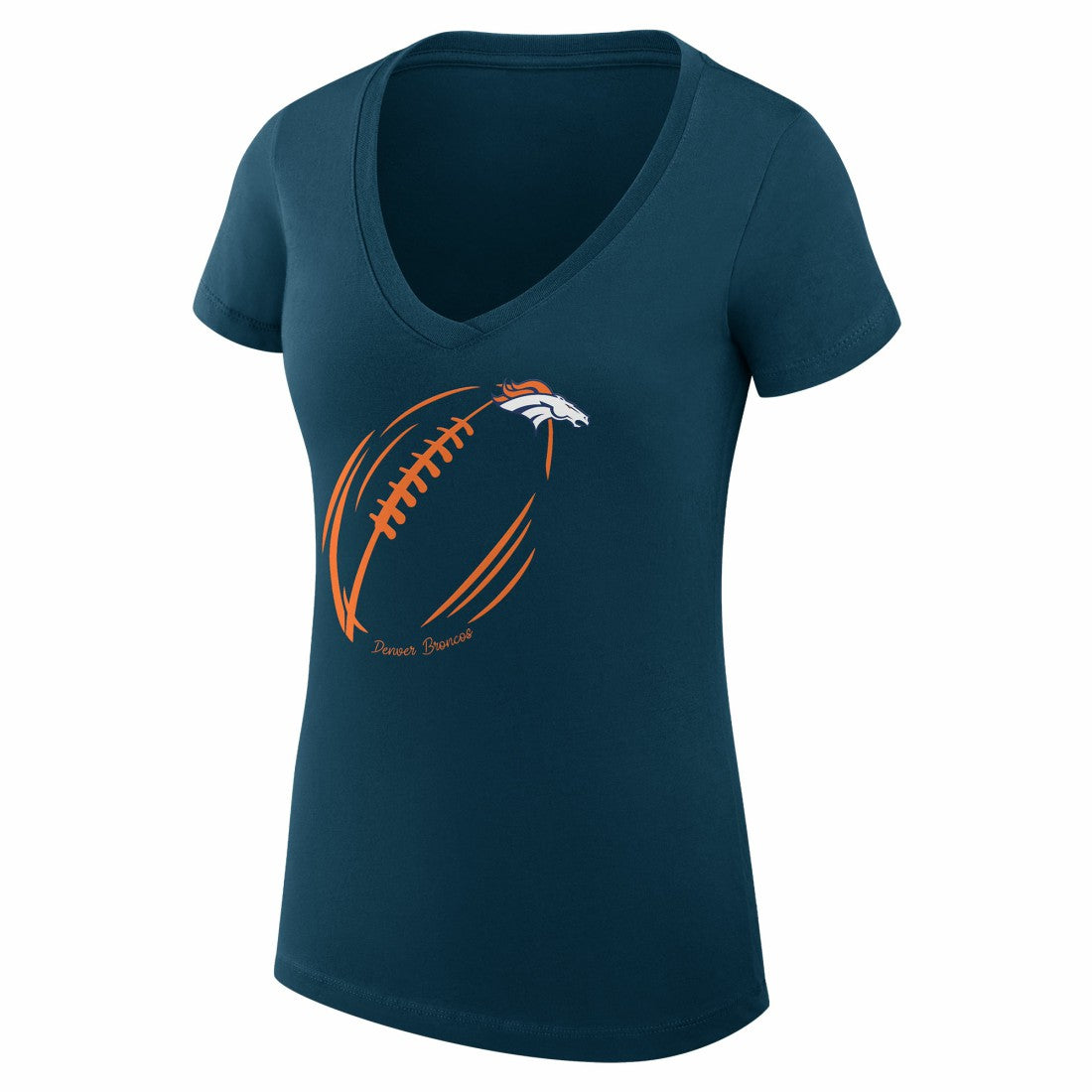 Denver Broncos G-III 4Her by Carl Banks Women's Super-Slim Fit Lightweight Subtle Football V-Neck T-Shirt - Navy - NFL