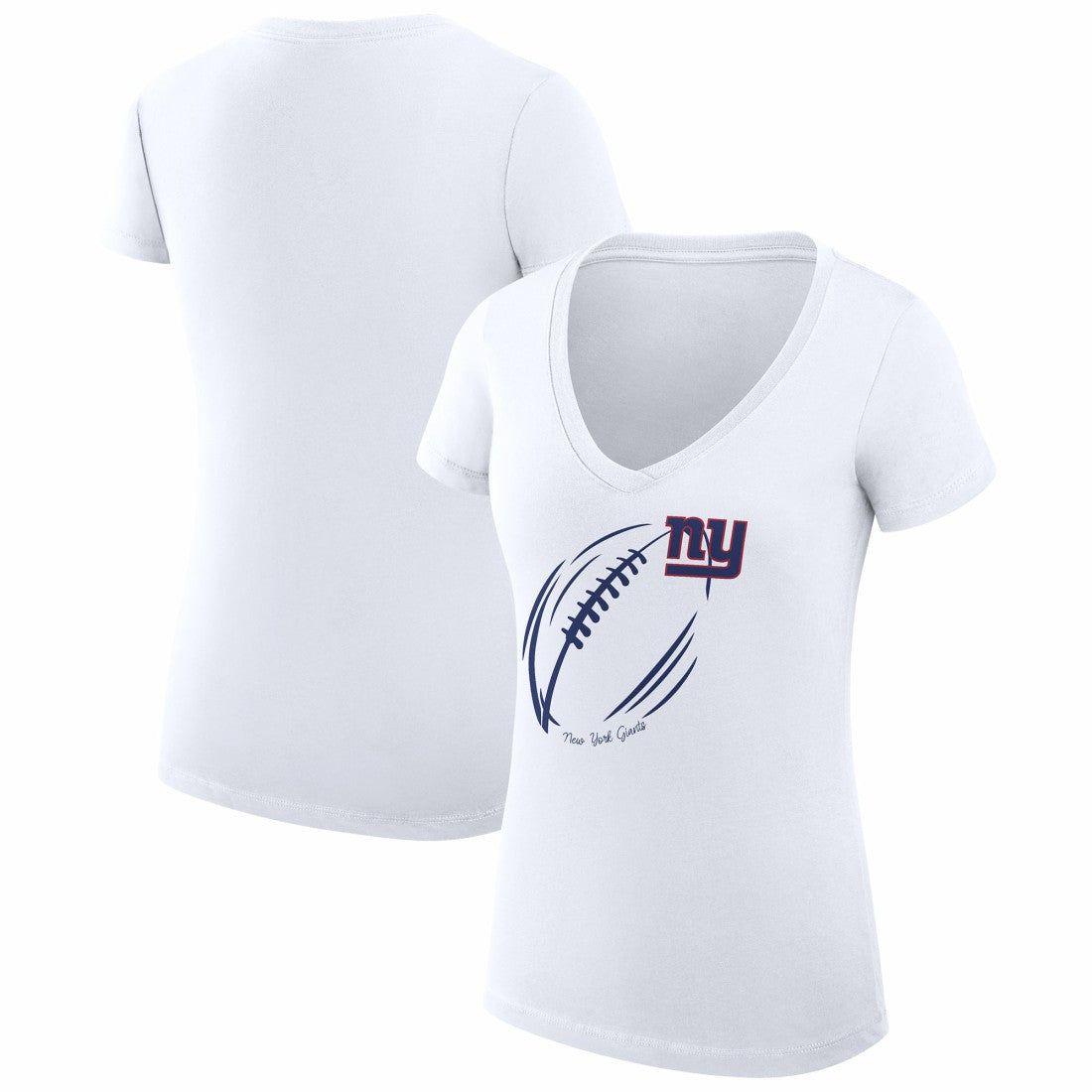 New York Giants G-III 4Her by Carl Banks Women's Super-Slim Fit Lightweight Subtle Football V-Neck T-Shirt - White - NFL