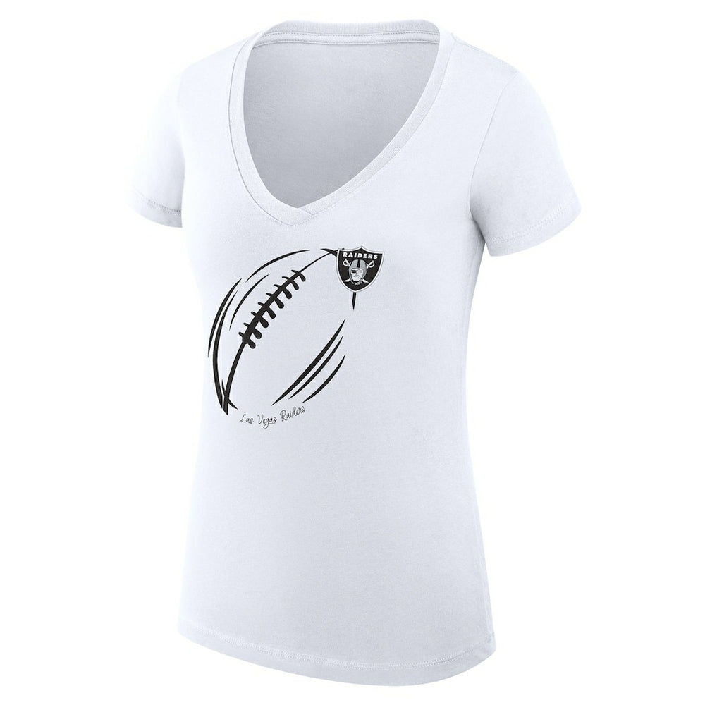 Las Vegas Raiders G-III 4Her by Carl Banks Women's Super-Slim Fit Lightweight Subtle Football V-Neck T-Shirt - White - NFL