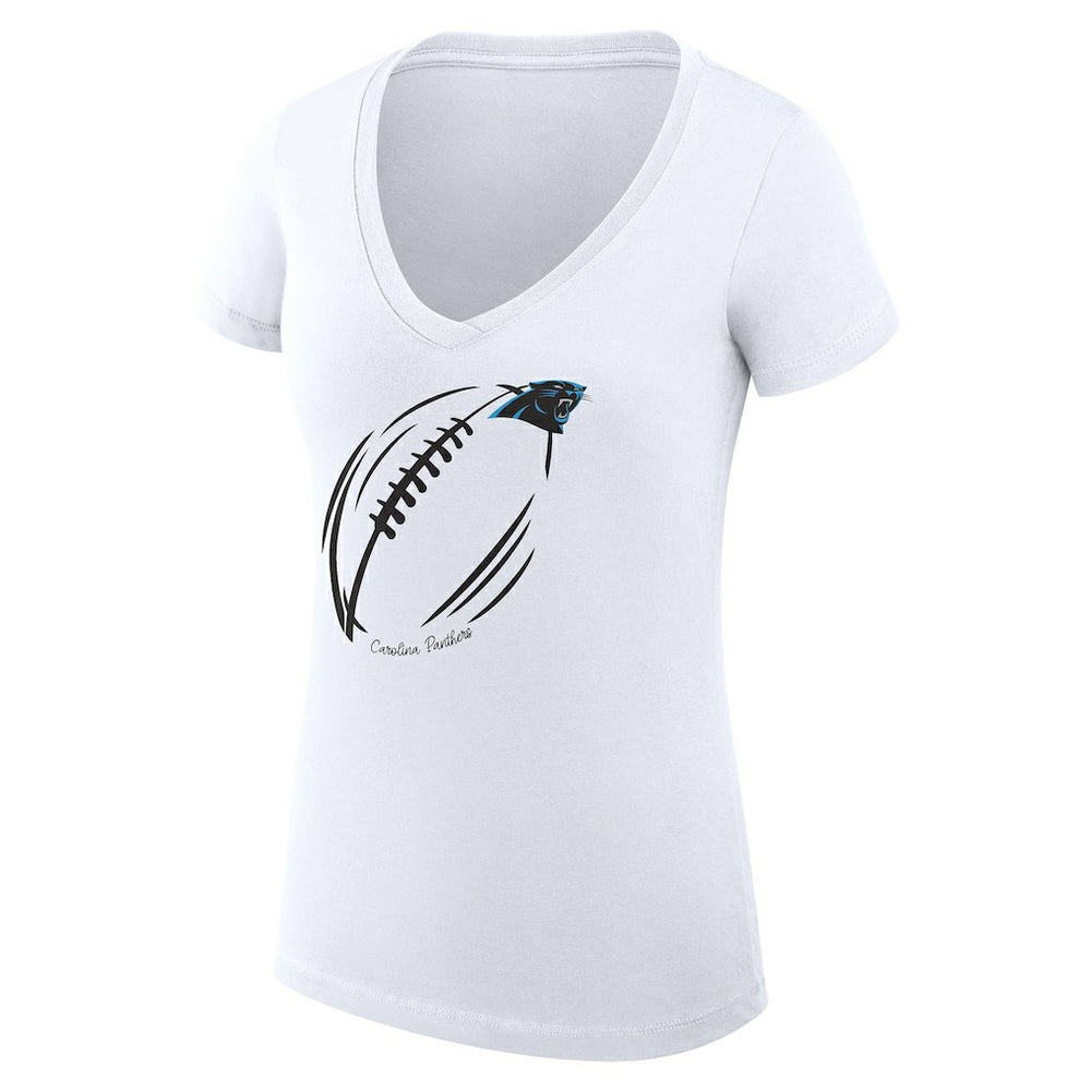 Carolina Panthers G-III 4Her by Carl Banks Women's Super-Slim Fit Lightweight Subtle Football V-Neck T-Shirt - White - NFL