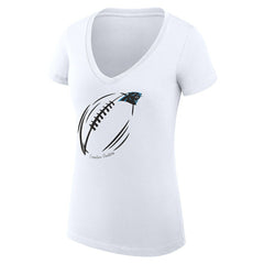 Carolina Panthers G-III 4Her by Carl Banks Women's Super-Slim Fit Lightweight Subtle Football V-Neck T-Shirt - White - NFL