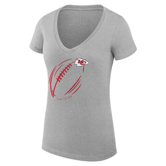 Kansas City Chiefs G-III 4Her by Carl Banks Women's Super-Slim Fit Lightweight Subtle Football V-Neck T-Shirt - Heather Gray - NFL