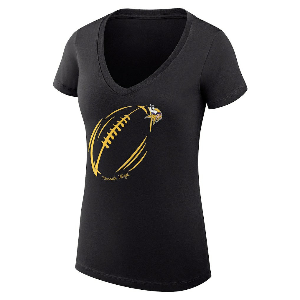 Minnesota Vikings G-III 4Her by Carl Banks Women's Super-Slim Fit Lightweight Subtle Football V-Neck T-Shirt - Black - NFL