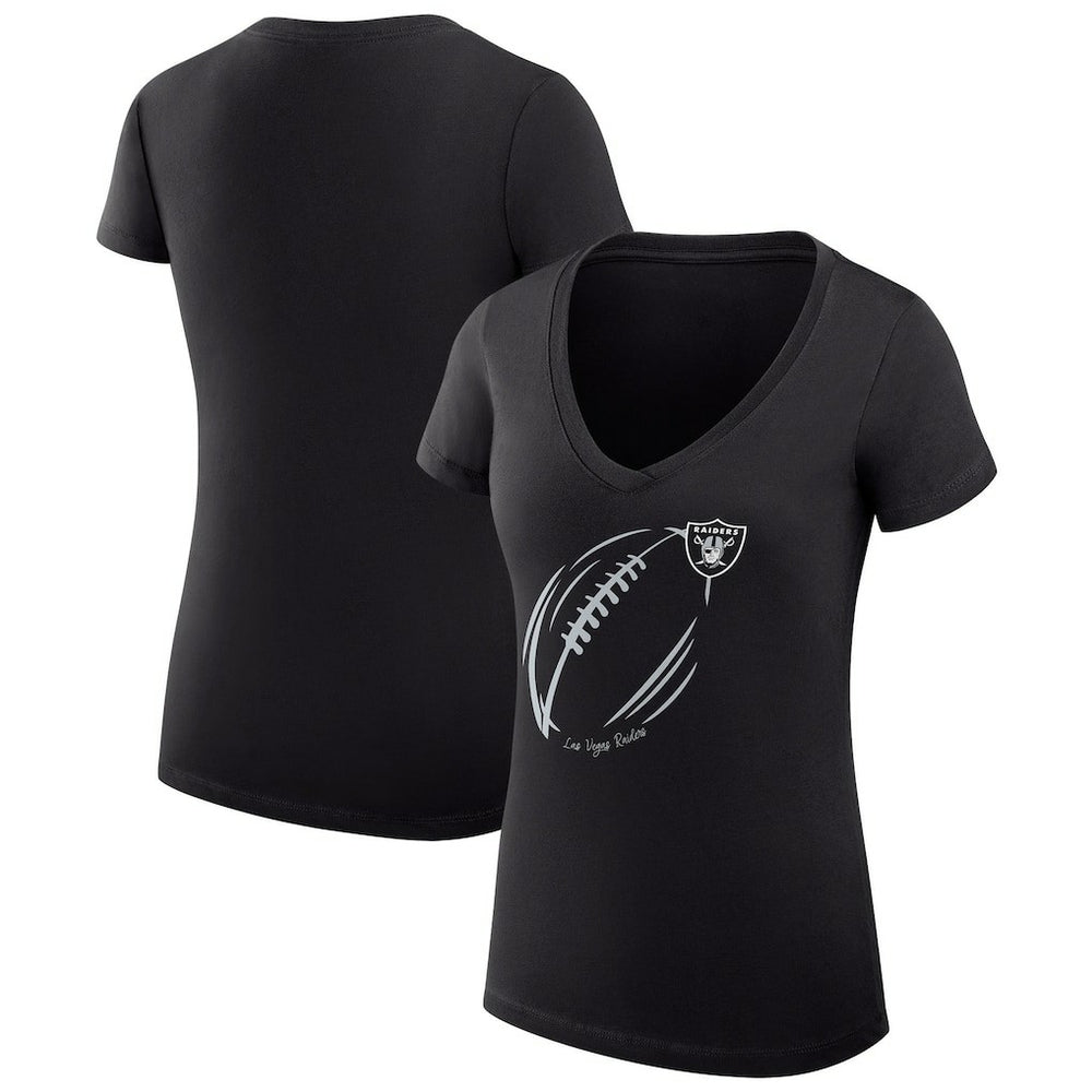 Las Vegas Raiders G-III 4Her by Carl Banks Women's Super-Slim Fit Lightweight Subtle Football V-Neck T-Shirt - Black - NFL