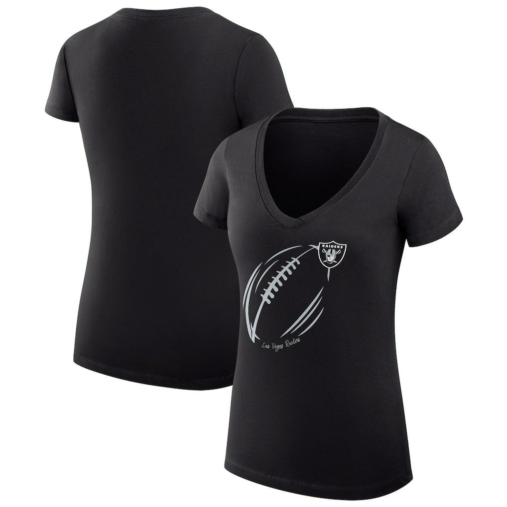 Las Vegas Raiders G-III 4Her by Carl Banks Women's Super-Slim Fit Lightweight Subtle Football V-Neck T-Shirt - Black - NFL