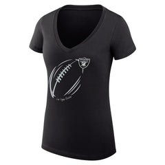 Las Vegas Raiders G-III 4Her by Carl Banks Women's Super-Slim Fit Lightweight Subtle Football V-Neck T-Shirt - Black - NFL
