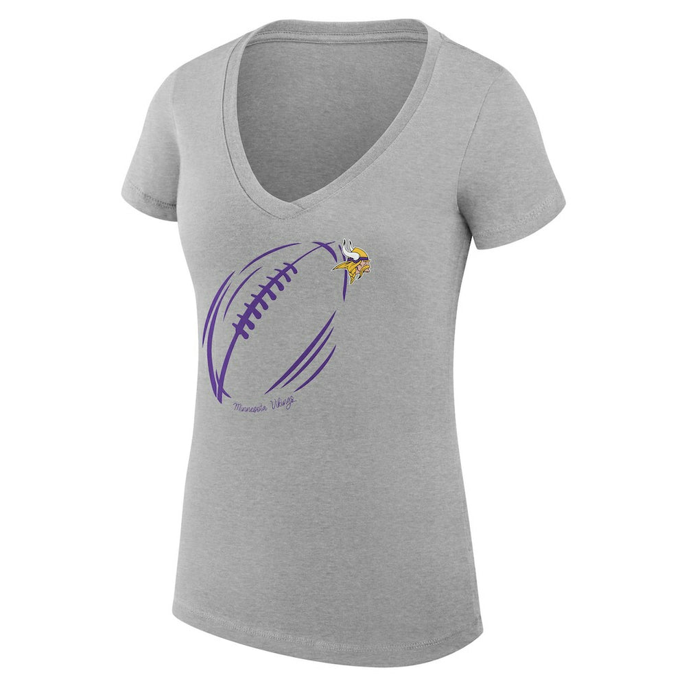 Minnesota Vikings G-III 4Her by Carl Banks Women's Super-Slim Fit Lightweight Subtle Football V-Neck T-Shirt - Heather Gray - NFL