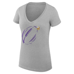 Minnesota Vikings G-III 4Her by Carl Banks Women's Super-Slim Fit Lightweight Subtle Football V-Neck T-Shirt - Heather Gray - NFL