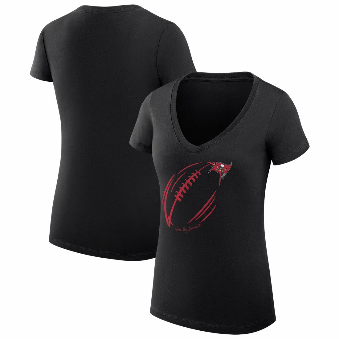 Tampa Bay Buccaneers G-III 4Her by Carl Banks Women's Super-Slim Fit Lightweight Subtle Football V-Neck T-Shirt - Black - NFL