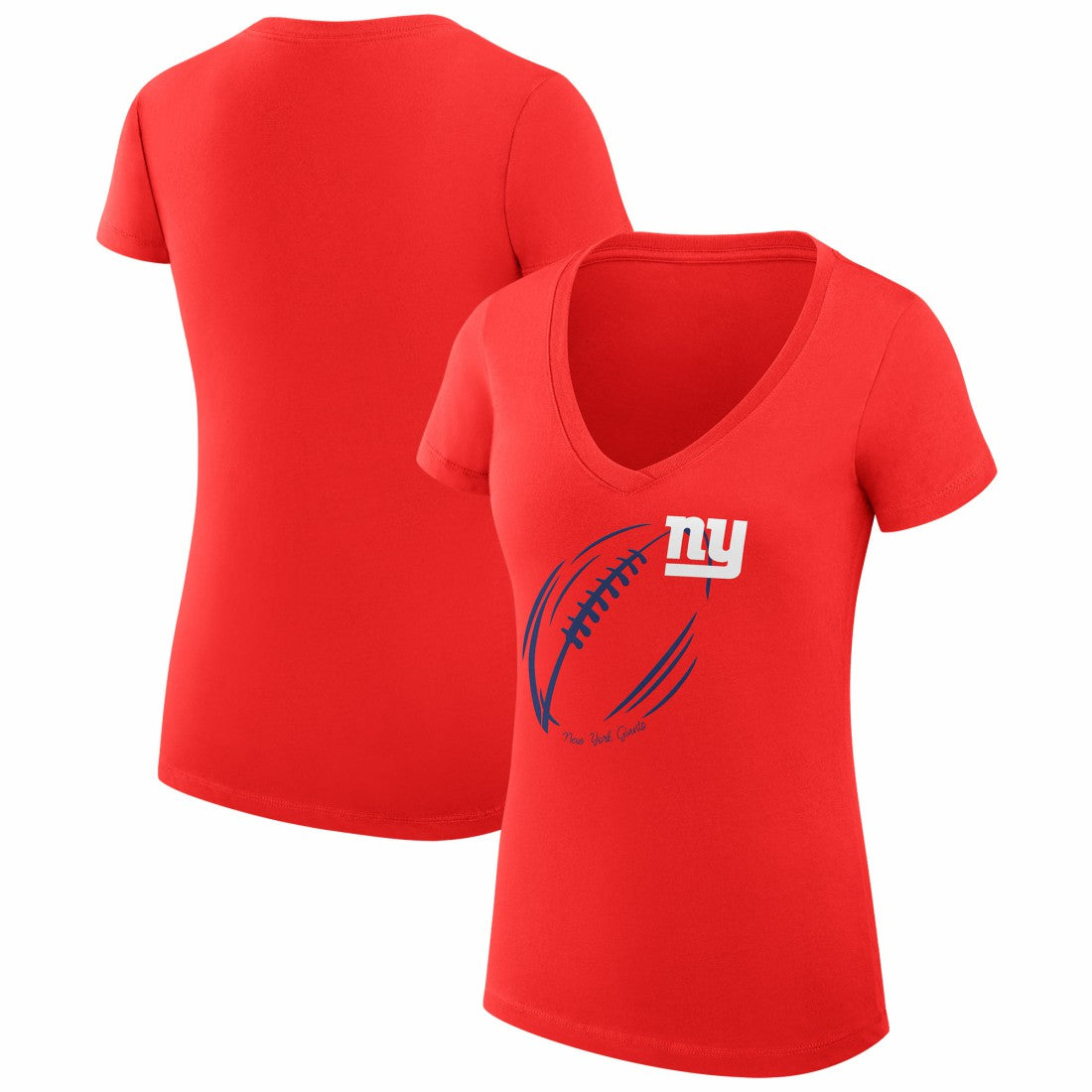 New York Giants G-III 4Her by Carl Banks Women's Super-Slim Fit Lightweight Subtle Football V-Neck T-Shirt - Red - NFL
