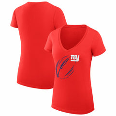 New York Giants G-III 4Her by Carl Banks Women's Super-Slim Fit Lightweight Subtle Football V-Neck T-Shirt - Red - NFL