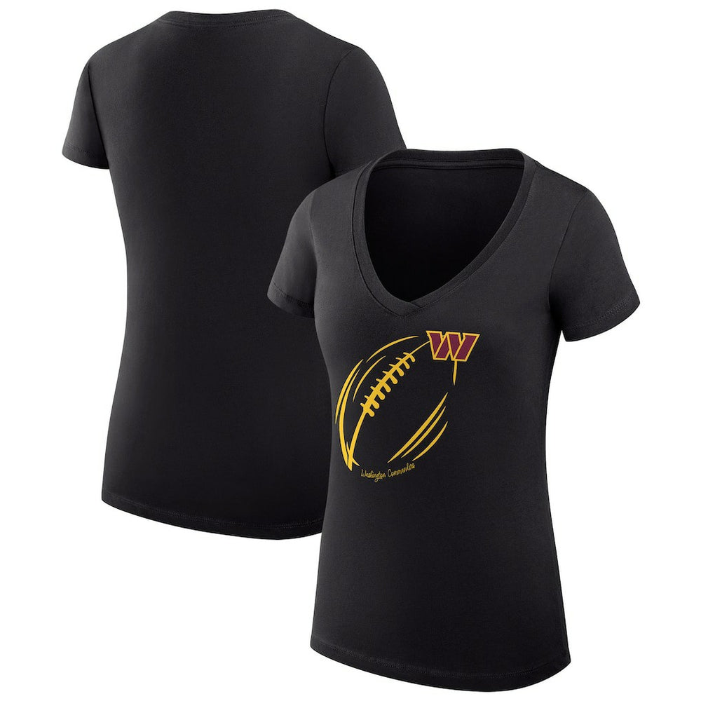 Washington Commanders G-III 4Her by Carl Banks Women's Super-Slim Fit Lightweight Subtle Football V-Neck T-Shirt - Black - NFL
