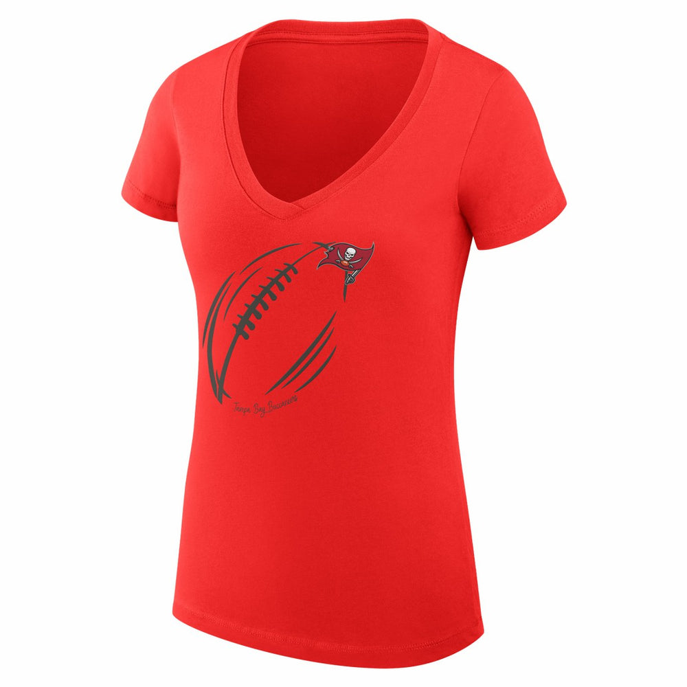 Tampa Bay Buccaneers G-III 4Her by Carl Banks Women's Super-Slim Fit Lightweight Subtle Football V-Neck T-Shirt - Red - NFL