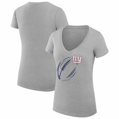 New York Giants G-III 4Her by Carl Banks Women's Super-Slim Fit Lightweight Subtle Football V-Neck T-Shirt - Heather Gray - NFL