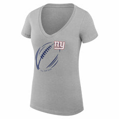 New York Giants G-III 4Her by Carl Banks Women's Super-Slim Fit Lightweight Subtle Football V-Neck T-Shirt - Heather Gray - NFL