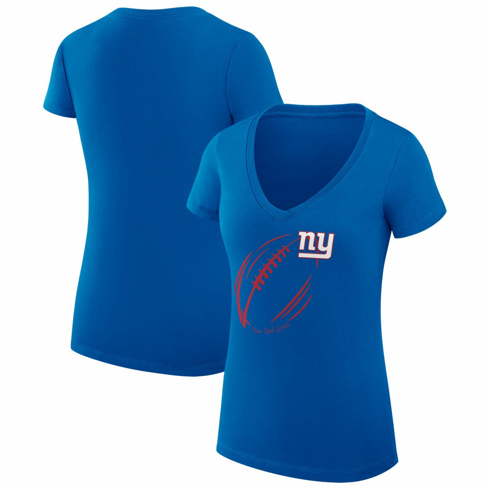 New York Giants G-III 4Her by Carl Banks Women's Super-Slim Fit Lightweight Subtle Football V-Neck T-Shirt - Royal - NFL