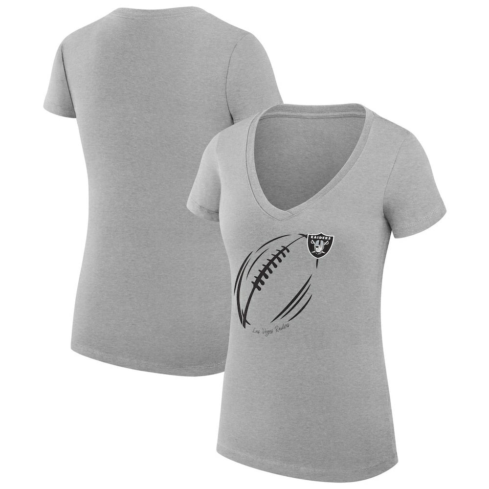 Las Vegas Raiders G-III 4Her by Carl Banks Women's Super-Slim Fit Lightweight Subtle Football V-Neck T-Shirt - Heather Gray - NFL