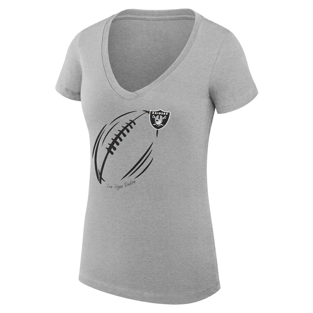 Las Vegas Raiders G-III 4Her by Carl Banks Women's Super-Slim Fit Lightweight Subtle Football V-Neck T-Shirt - Heather Gray - NFL